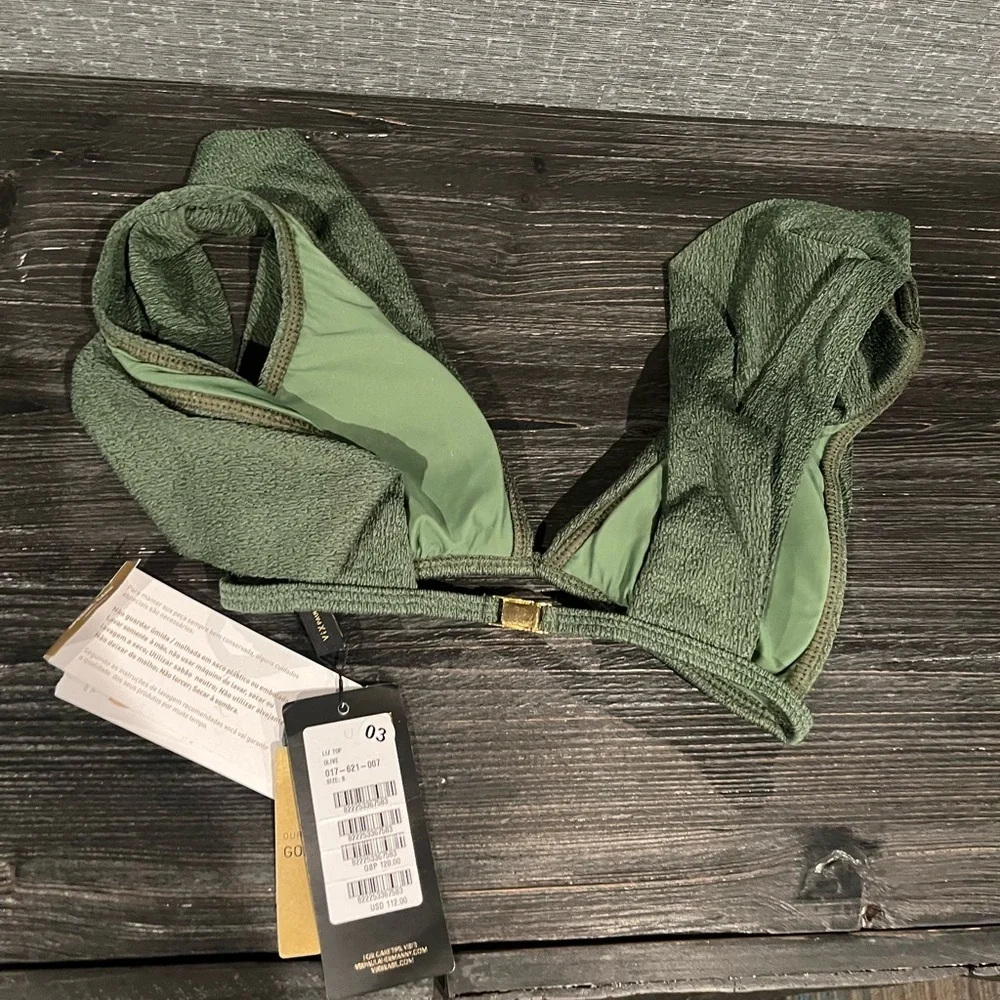 NWT Vix Paula Hermanny Liz Bikini Top Olive Green S
